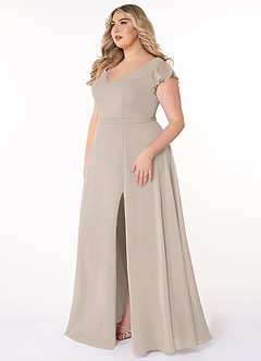 Azazie Claudine Bridesmaid Dresses Frost A-Line Flutter Sleeve Chiffon Dress image9
