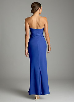 Azazie Saylor Vestidos de damas de honor Vestido de Azul Real de Gasa de Corte Sirena con Sin tirantes image11