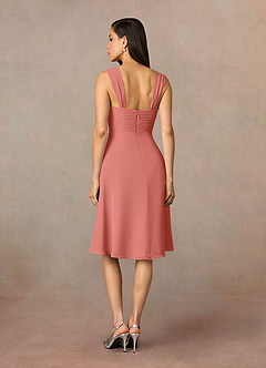 Azazie Olivia Mère de la mariée Robes Robe Trapèze en Mousseline de soie Encolure carrée plissée Rose Saumon image5