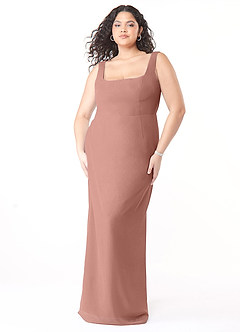 Azazie Flori Bridesmaid Dresses Cedar Rose Sheath Square Neckline Chiffon Dress image9