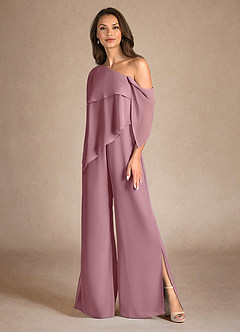 Azazie Halima Mother of the Bride Dresses Vintage Mauve Jumpsuit/Pantsuit Side Slit Chiffon Dress image6