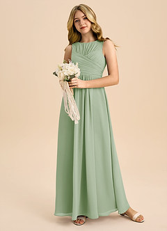 Azazie Skyla Junior Klä av A-Line i Chiffong Plisserad image5