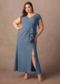 Azazie Tana Mother of the Bride Dresses Twilight Mermaid V-Neck Pleated Stretch Crepe Dress image6