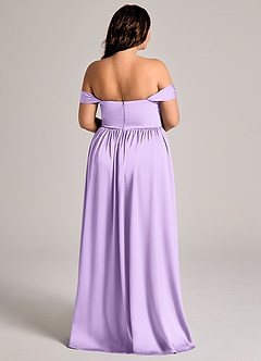Azazie Calianna Robes de demoiselle d'honneur Robe Trapèze Convertible en Satin extensible Épaule décolletée Lilas image7