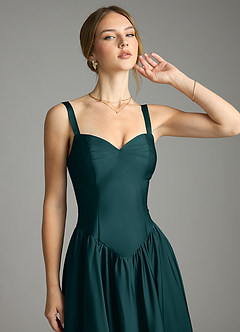 Azazie Evadina Suknie dla druhen Linia A Gorset Satyna elastyczna Do ziemi Sukienka image5