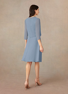 Azazie Klaus Kleider für die Brautmutter A-Linie Pailletten Schaufel Chiffon Kleider Staubblau image2