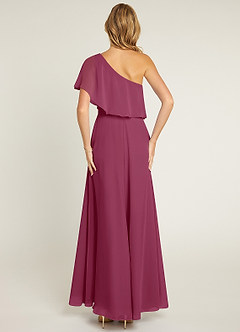 Azazie Lizzy Bridesmaid Dresses Mulberry A-Line One Shoulder Chiffon Dress image2