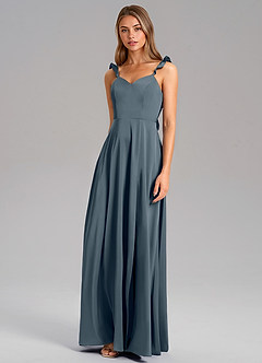 Azazie Everett Bridesmaid Dresses Twilight A-Line Stretch Satin Dress image4
