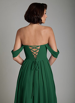 Azazie Loisa Abiti da Damigella Abito Convertibile A-Line in Chiffon Corsetto Verde Scuro image4