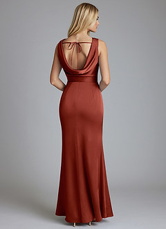 Azazie Tallie Bridesmaid Dresses Terracotta Mermaid Pleated Stretch Satin Dress image6