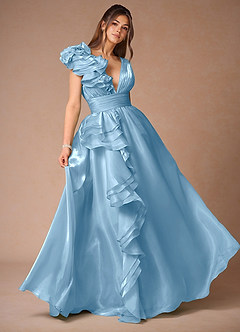 Vespera Mint Blue Ruffles Gown image3