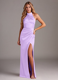 Azazie Jemma Brautjungfernkleider Etui Plissee Stretch-Satin Kleid Flieder image1