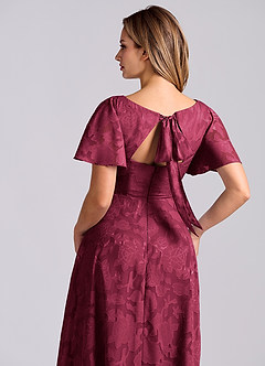 Azazie Kimber Brautjungfernkleider A-Linie mit Taschen Blumen-Burnout Kleid Burgunderrot image2