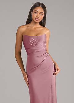Azazie Marla Bridesmaid Dresses Vintage Mauve Sheath Strapless Stretch Satin Convertible Dress image2