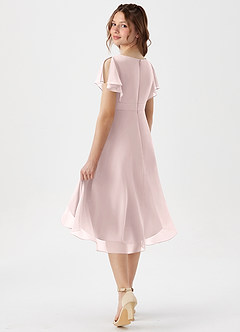 Azazie Graciela Junior Blushing Pink A-Line Pleated Chiffon Dress image6