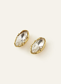 front Marquise Crystal Textured Bezel Stud Earrings