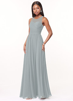 Azazie Nina Bridesmaid Dresses Dolphin Grey A-Line Pleated Chiffon Dress image4