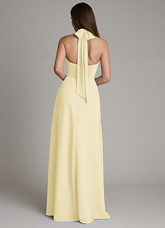 Azazie Myra Robes de demoiselle d'honneur Robe Trapèze en Mousseline de soie Col Haut Sorbet Citron image2