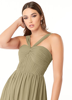 Azazie Dionne Final Sale Grape A-Line Corset Chiffon Dress image6