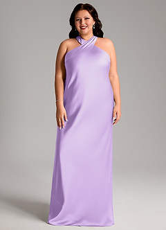 Azazie Doretta Bridesmaid Dresses Lilac Mermaid Pleated Stretch Satin Dress image6