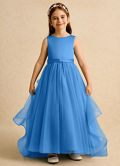 Azazie Lior Flower Girl Dresses Blue Jay Ball-Gown Pleated Tulle Dress image2