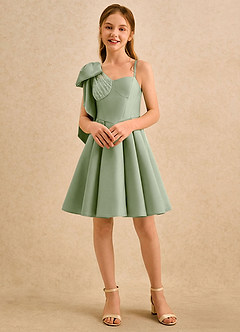 Azazie Beary Girls Formal Flower Girl Klänningar Klä A-Line i Matt satäng Ena axeln image6