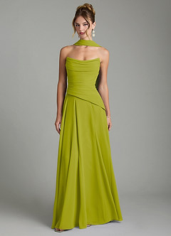 Azazie Gabriela Bridesmaid Dresses Lemongrass A-Line Corset Chiffon Dress image1