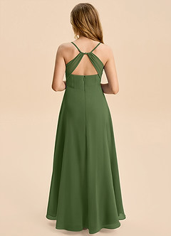 Azazie Gia Junior Olive A-Line Pleated Chiffon Dress image2