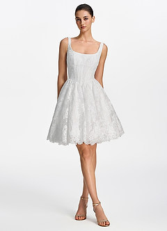 Laetitia Weiß Minikleid mit eckigem Ausschnitt, Schnürung und Korsett image6