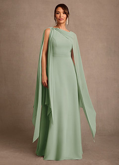 Azazie Liddie Mère de la mariée Robes Robe Trapèze en Mousseline de soie Plissée Vert Sauge image1