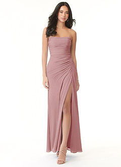 Azazie Darria Robes de demoiselle d'honneur Robe Fourreau Convertible en Mousseline extensible Plissee mit quadratischem Ausschnitt Rose Poussiéreuse image1