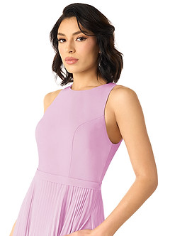 Azazie Lindie Bridesmaid Dresses Candy Pink A-Line Scoop Pleated Chiffon Dress image4