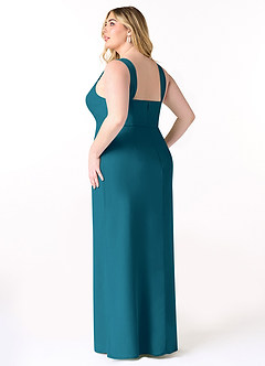 Azazie Denice Bridesmaid Dresses Ink Blue Sheath Pleated Chiffon Dress image12