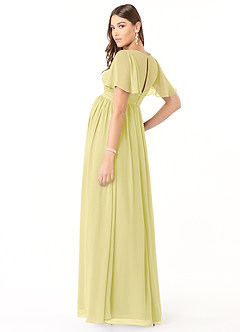 Azazie Verna Maternity Bridesmaid Dresses A-Line V-Neck Ruched Chiffon Floor-Length Dress image4