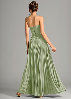 Azazie Saedra Bridesmaid Dresses Dusty Sage A-Line Corset Stretch Satin Dress image6