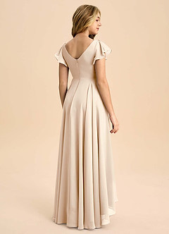 Azazie Caria Junior Jurk van Chiffon met A-Lijn Geplooid Wit Albast image2