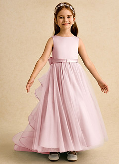 Azazie Lior Abiti da Ragazza di Fiori Abito Principessa in Tulle Plissettato Rosa Cipria image6