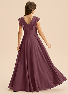 Azazie Anysa Junior Robe Trapèze en Mousseline de soie Rayé Sangria image2