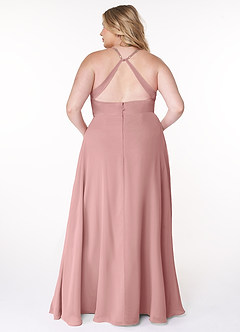 Azazie Davis Robes de demoiselle d'honneur Robe Trapèze en Mousseline de soie Col en V Rose Poussiéreuse image8