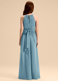 Azazie Malone Junior Jurk van Chiffon met A-Lijn Geplooid Mystiek Blauw image2