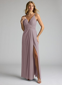 Azazie Maren Allure Abiti da Damigella Abito A-Line in Chiffon con Scollo a V in Pizzo Dusk image1