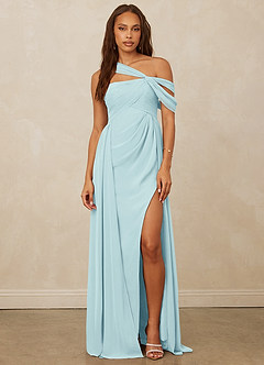 Christian Siriano Bridal for Azazie 1014 Bridesmaid Dresses Sea Glass A-Line Off the Shoulder Chiffon Dress image4