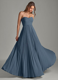 Azazie Chiana Abiti da Damigella Abito A-Line in Chiffon Senza Cinturino Blu Nettuno image1