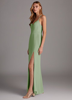 Azazie Manila Bridesmaid Dresses Dusty Sage Sheath V-Neck Chiffon Dress image4