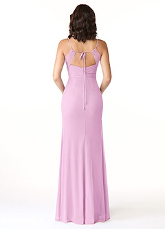 Azazie Reneya Bridesmaid Dresses Candy Pink Mermaid Bow Mesh Dress image2