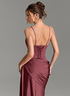 Azazie Zorah Bridesmaid Dresses Merlot Mermaid Corset Stretch Satin Convertible Dress image2