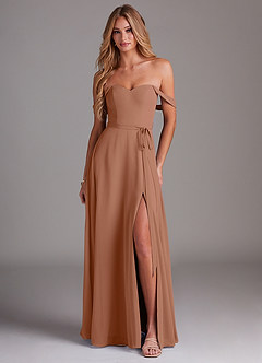 Azazie Aaron Final Sale Blushing Pink A-Line Off the Shoulder Chiffon Convertible Dress image1