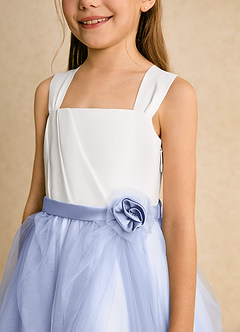 Azazie Bonny Flower Girl Dresses Ivory Ice Ball-Gown Pleated Tulle Dress image8