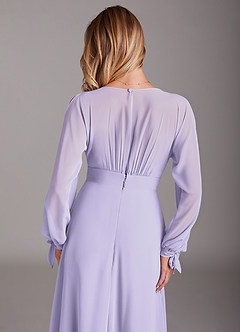 Azazie Matilda Robes de demoiselle d'honneur Robe Trapèze en Mousseline de soie Manche longue Lilas image8