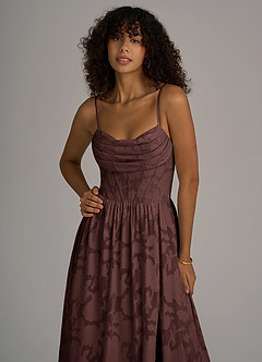 Azazie Lettie Robes de demoiselle d'honneur Robe Trapèze en Blumen-Burnout Corset Expresso image2